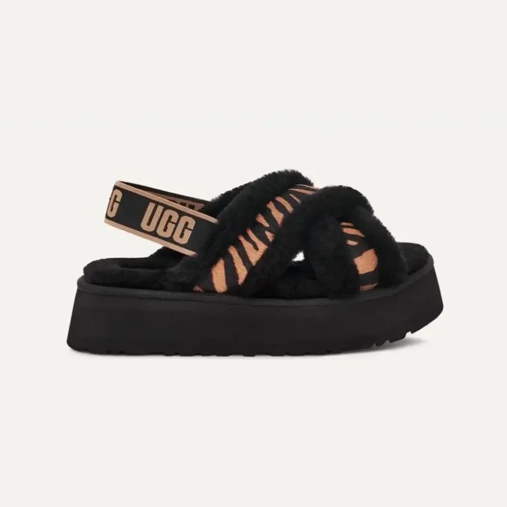 NEW Ugg Women’s Disco Cross Slide Tiger Print Sandals Size 6